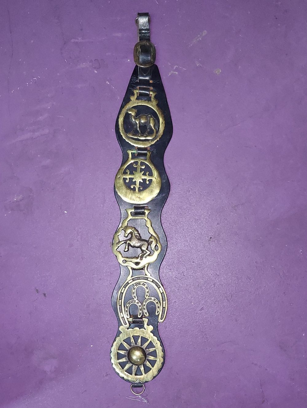 Leather & Brass Horse Medallions